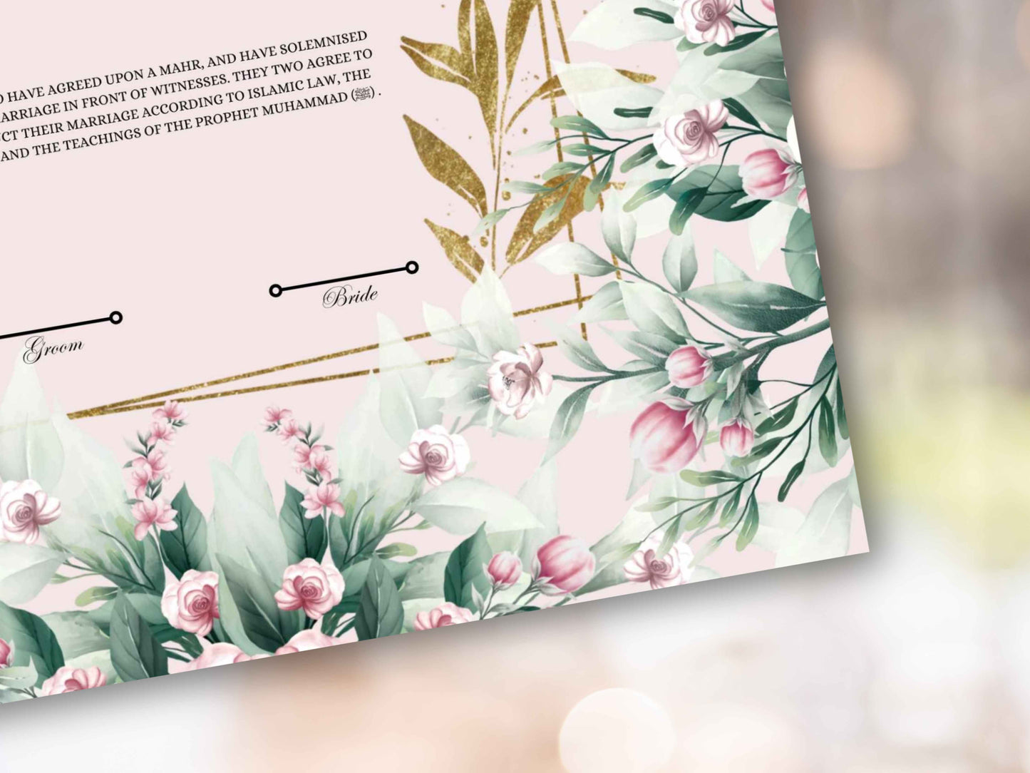 Nikkah Certificate Digital Download Personalized, A4, A3, Template, Editable, Nikkah Nama, Nikkah Contract, Muslim Contract. NN299