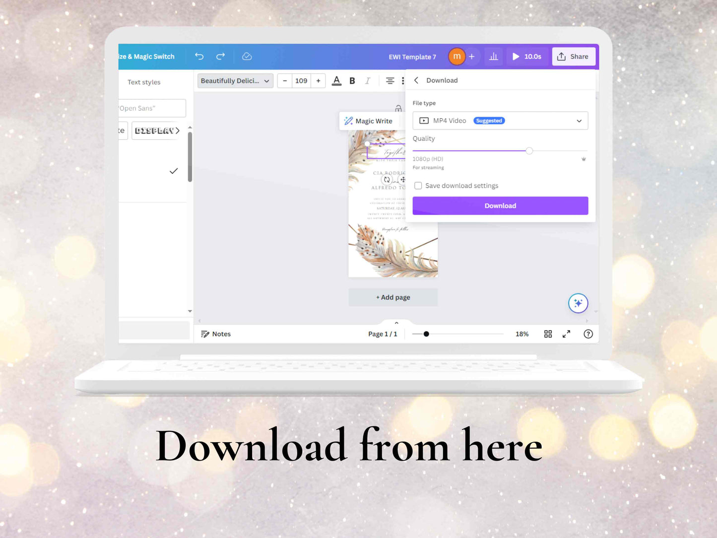 Wedding E-invite Video, Wedding Video Save the Date Template, Animated Wedding Invitation, Editable Digital Wedding Invite. WEI50
