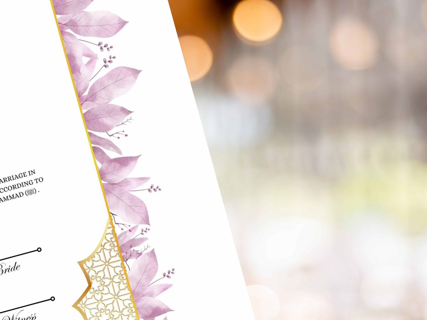 Nikah Certificate | Elegant Digital Islamic Marriage Contract for a Modern Muslim Wedding | Certificate Muslim | NikahNama. NN295