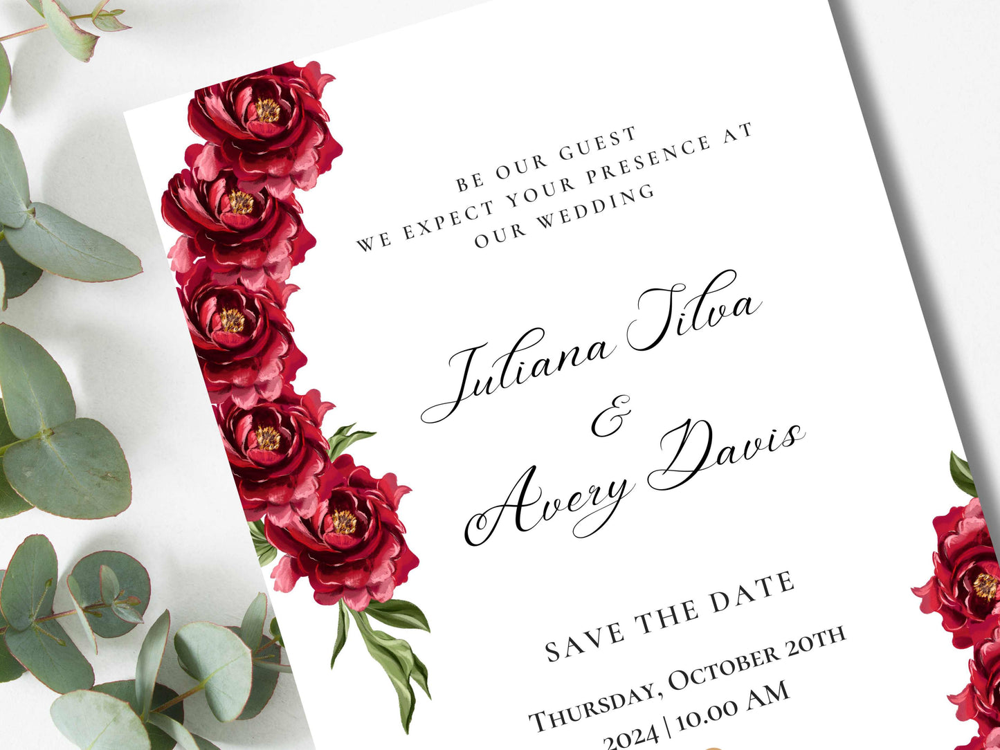 Red Rose Wedding Invitation set, Red Rose RSVP, Dark Red floral, Elegant Red Rose wedding Invitation, Details, Editable Template. 22
