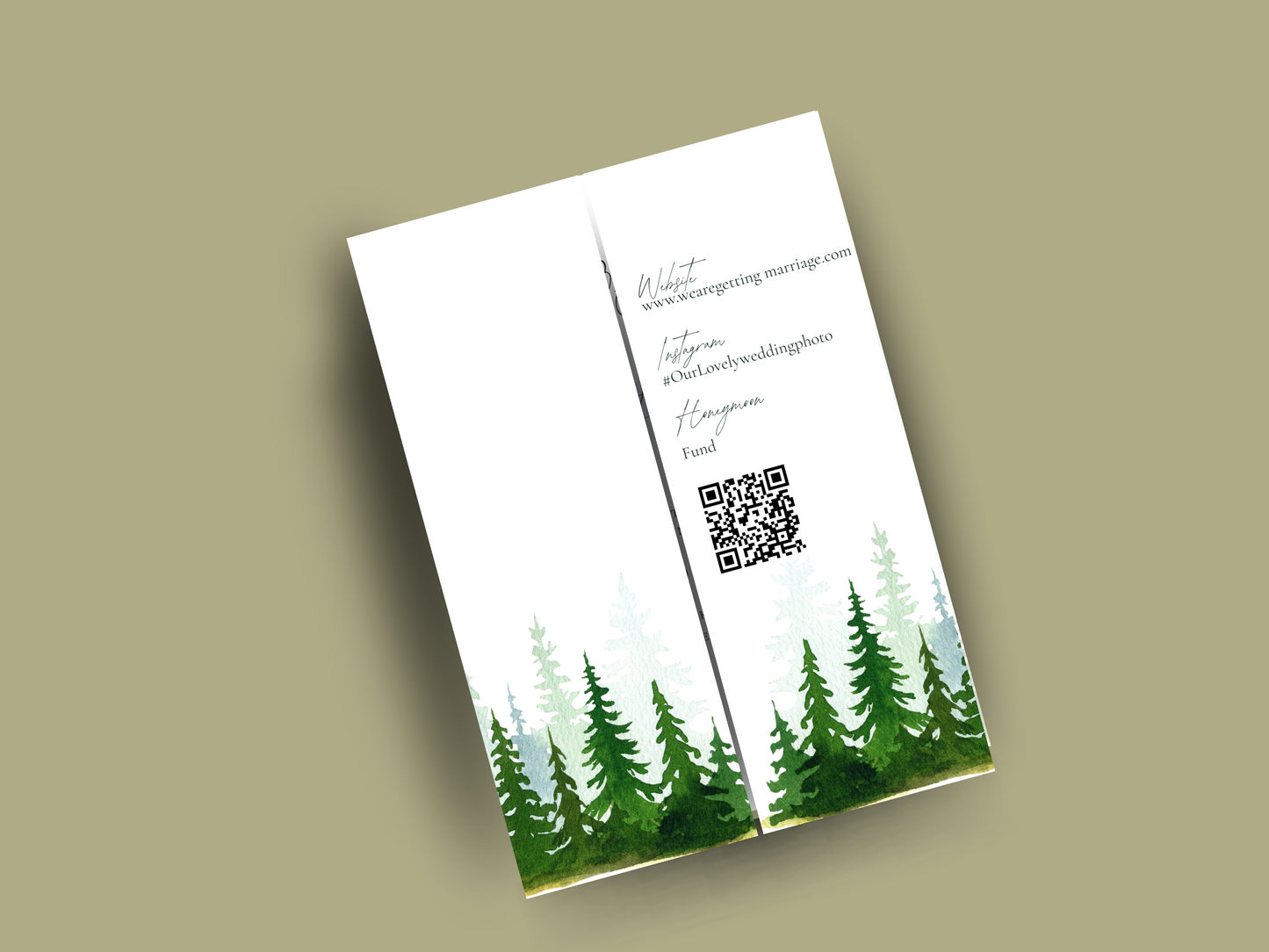 Mountain Wedding Invitation Template | Watercolor Forest Itinerary Invite | Rustic Outdoor Wedding Program | Editable Template.wi177