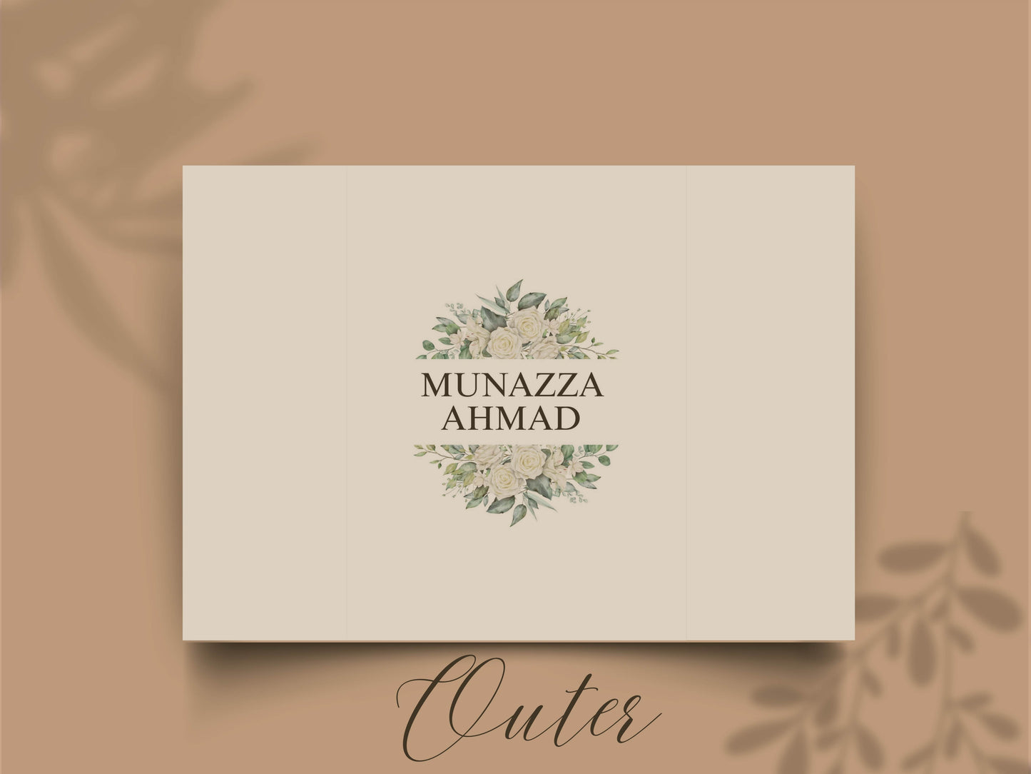 Islamic Wedding Invitation | Elegant Bismillah Card | Muslim Nikah Invitation | Green Floral Wedding Card | Printable Template. WI145