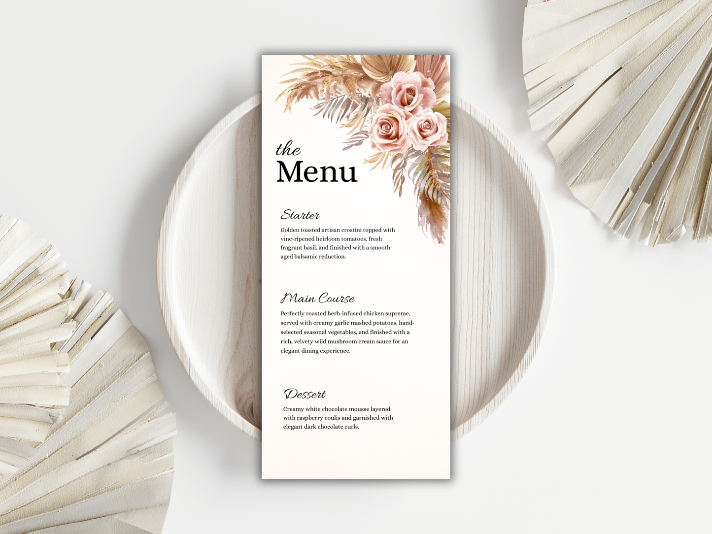 Bohemian Floral Wedding Invitation Suite, Neutral Rose Wedding Invite, Canva Editable Wedding Bundle | MTC417
