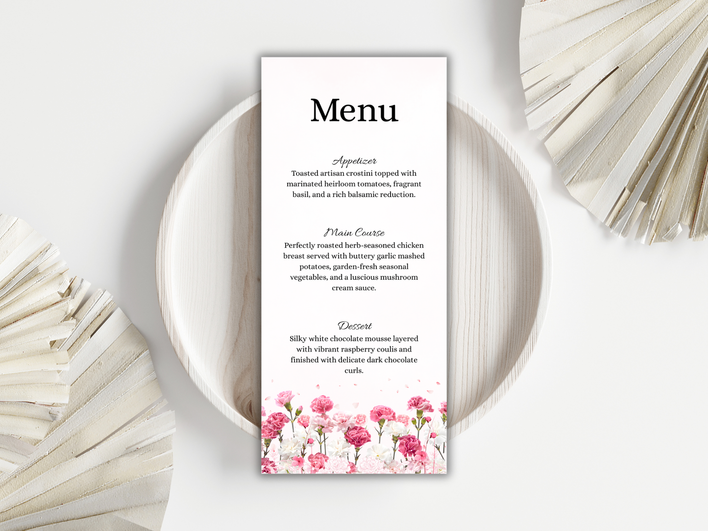 Elegant Carnation Reception Bundle, RSVP, Details, Thankyou, Menu, Digital Download MTC425