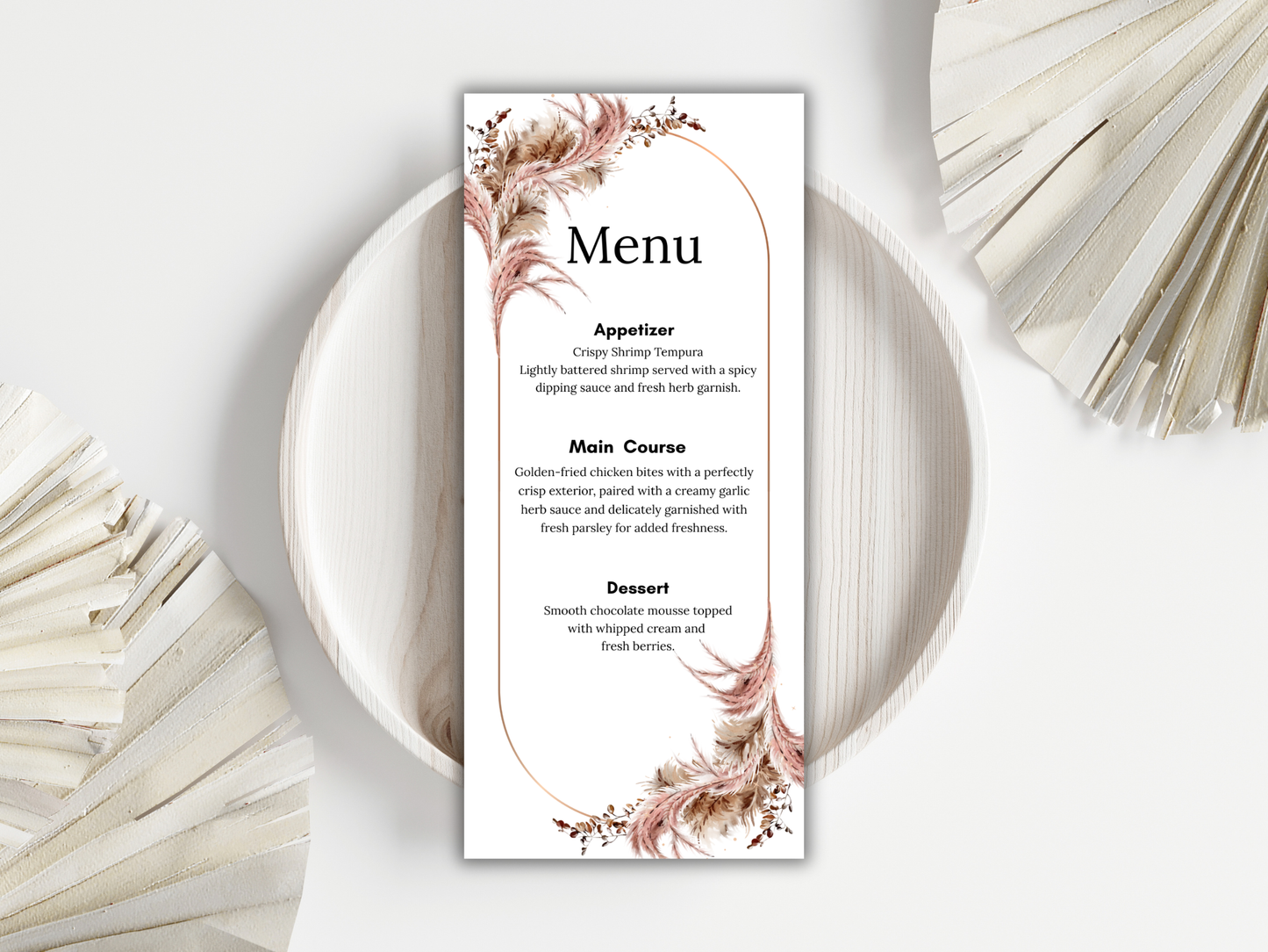 Blush Pampas Wedding Invitation Suite, Editable RSVP, Details, Menu & Thank You (Digital Download) MTC389