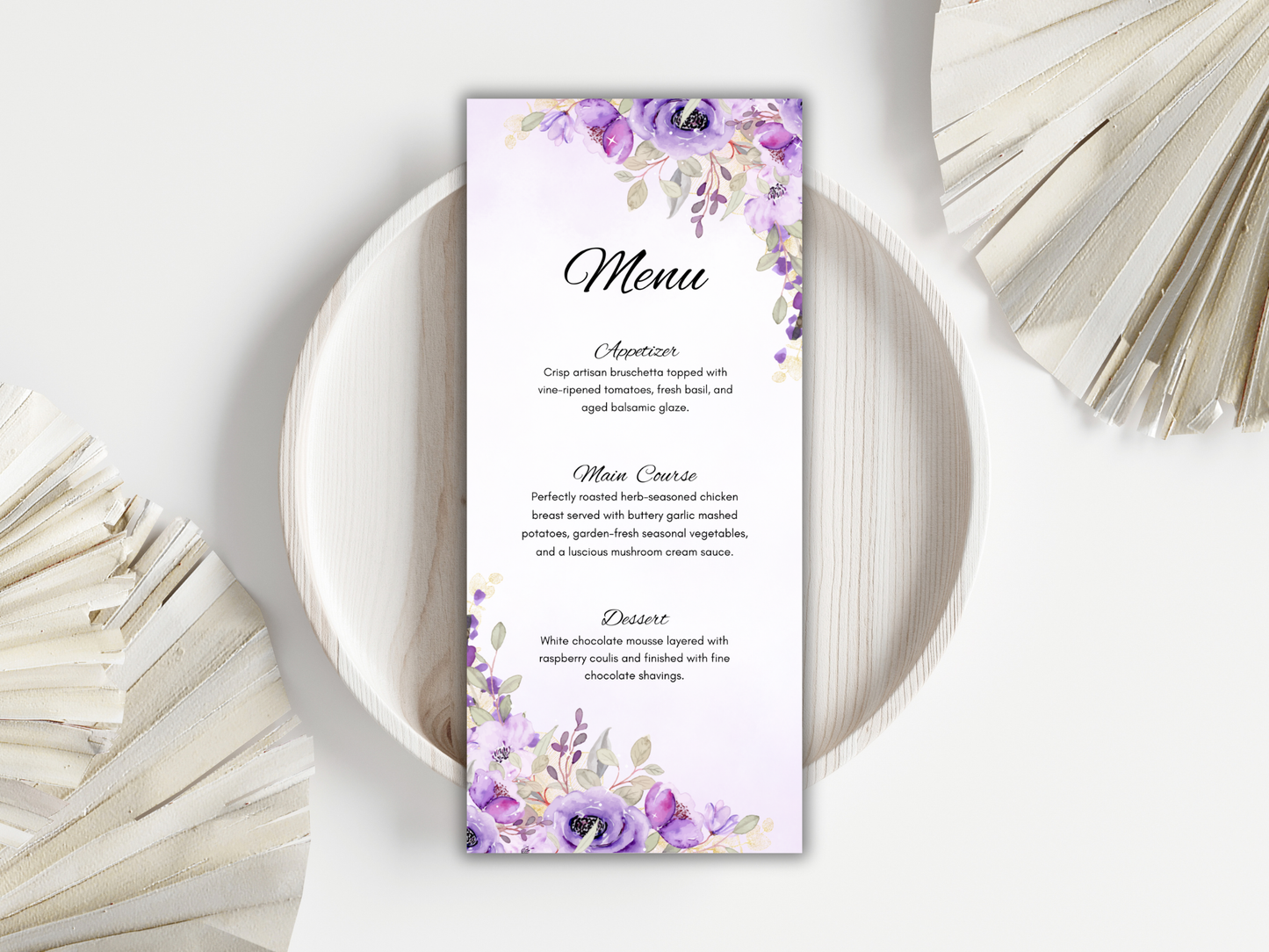 Watercolor Purple Floral Wedding invitation Bundle, Editable Canva Template, Details, RVSP, Instant Download MTC401