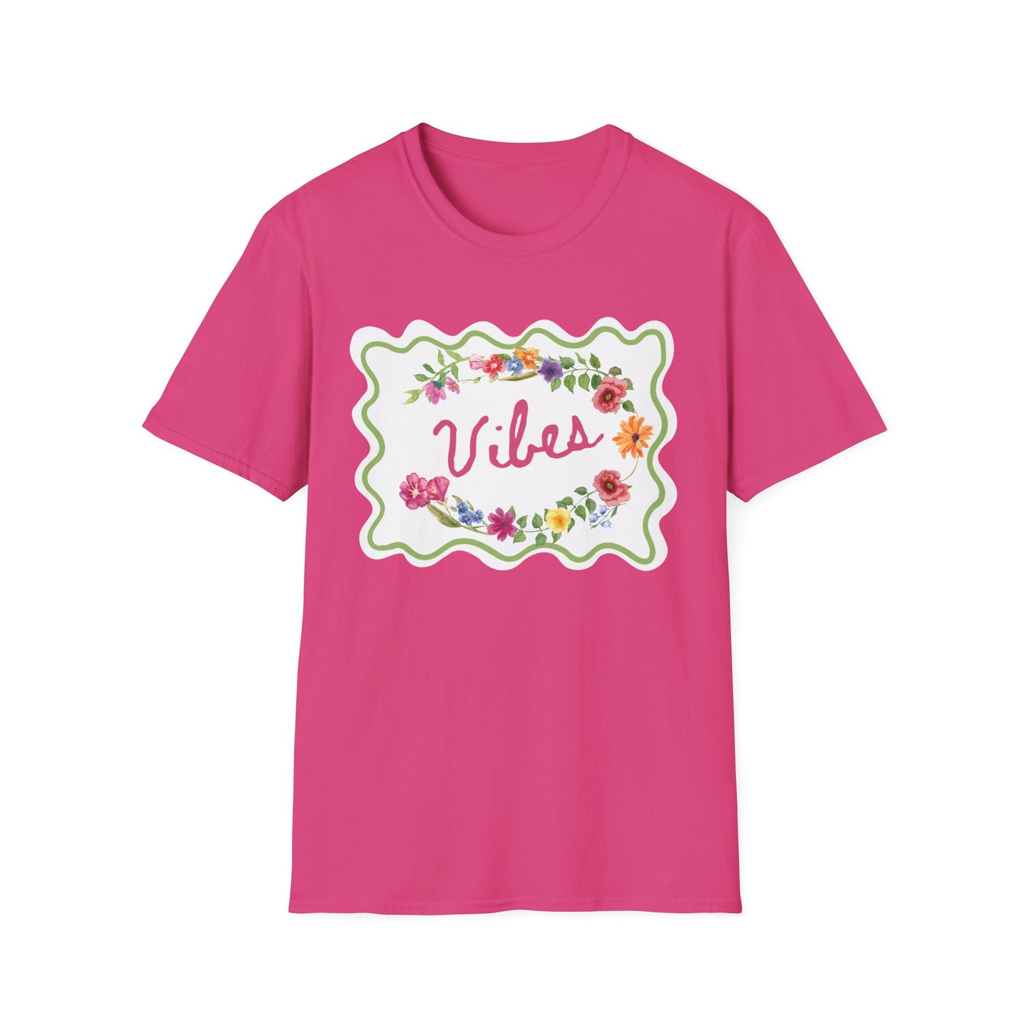 Florals and Good Vibes Unisex Softstyle T-Shirt, Casual Tee, Flower Shirt, Positive Vibes, Gift for Her, Summer Fashion