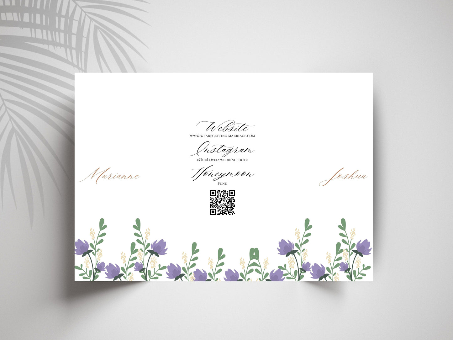Elegant Floral Gatefold Wedding Invitation with Timeline | Rustic Folded Wedding Card | Botanical RSVP Invite | Digital WIB124