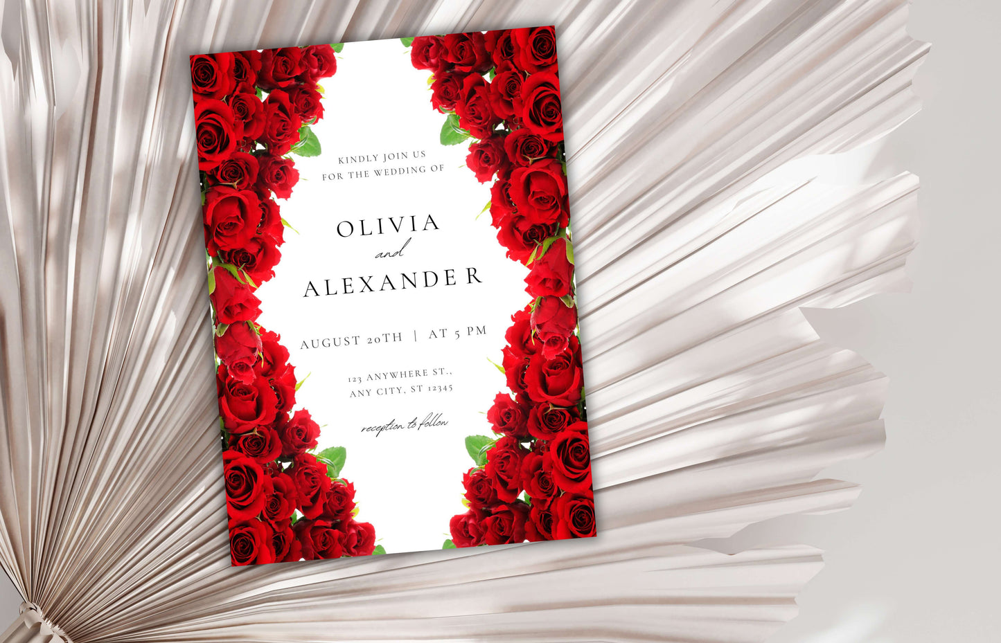 Red Rose Wedding Invitation set, Red Rose floral wedding invitation, Red Roses wedding invitation set, Editable Rsvp, Detail Card. WI120