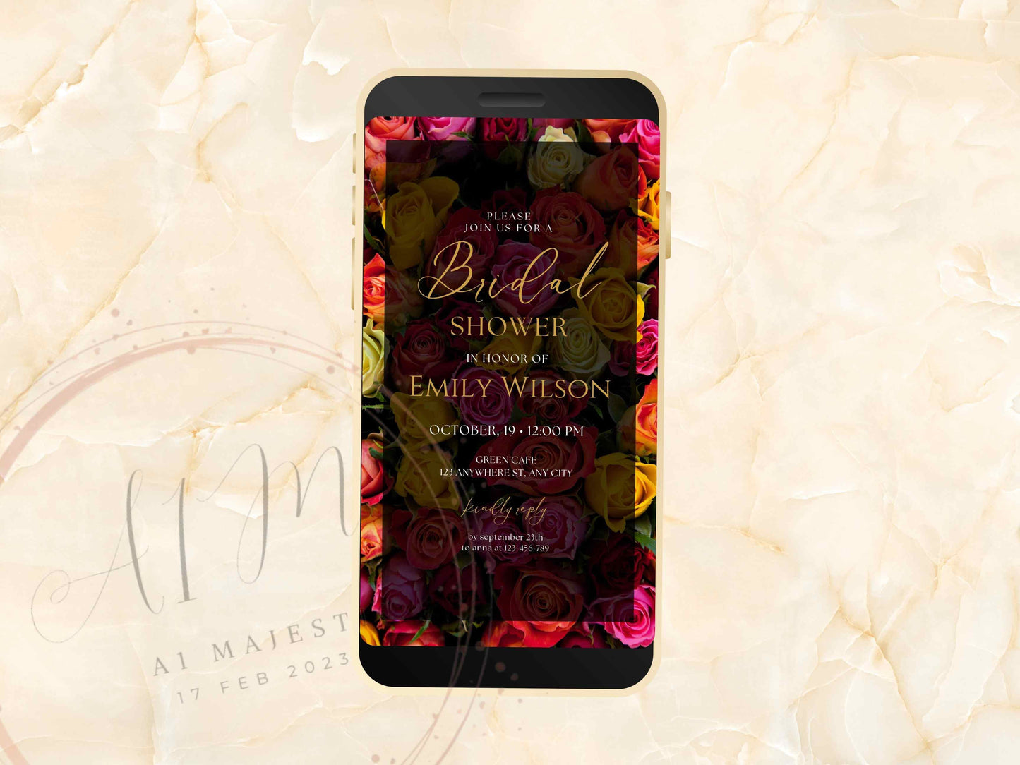 Bridal Shower Invitation, Floral Bridal Shower Invite, Wedding Shower Invitation Template, Printable Bridal Invite. WEIB23
