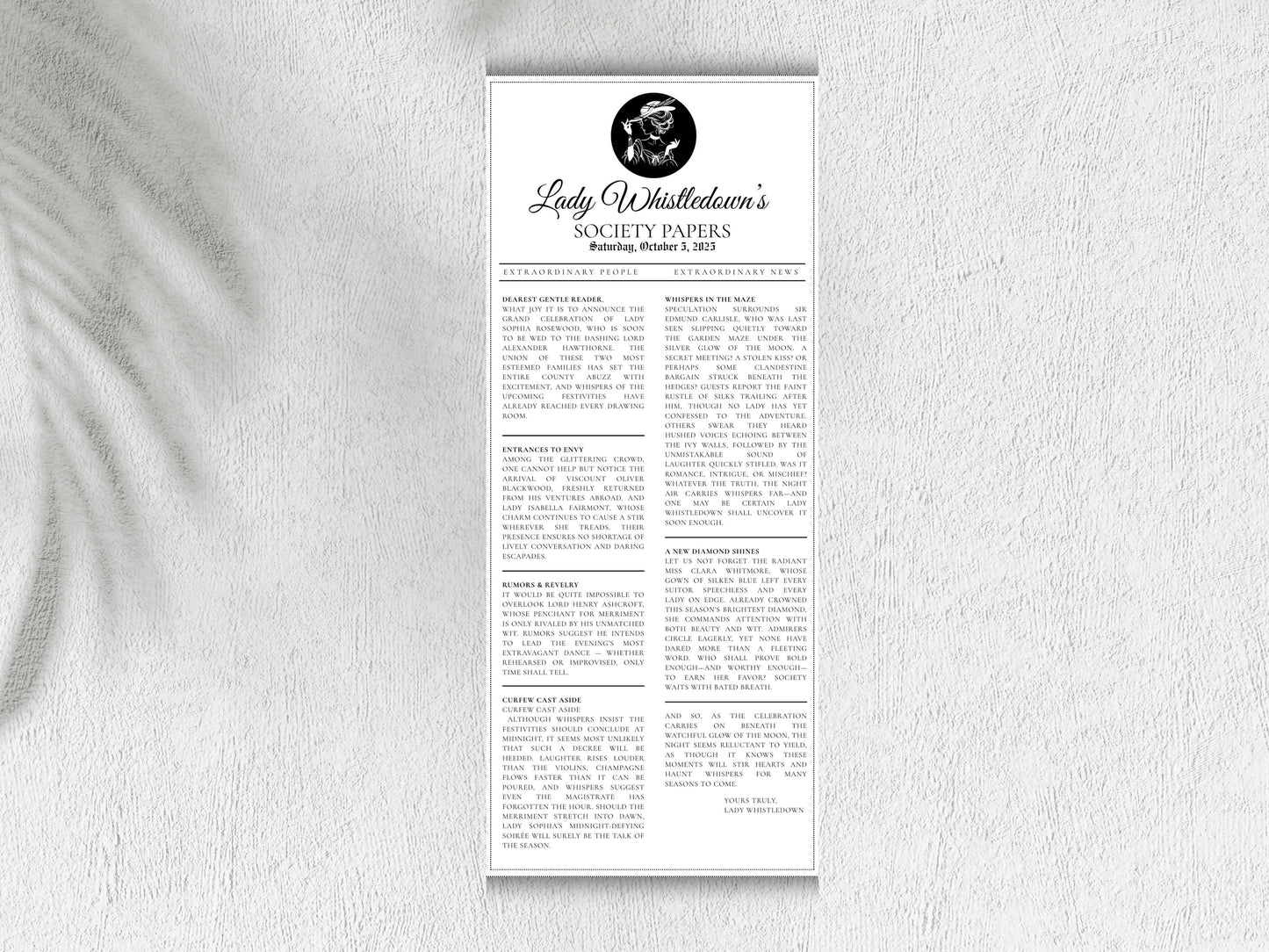 Bridgerton Lady Whistledown’s Society Papers Printable • Editable Template • Bridal Shower Invitation• Instant Download. WI135
