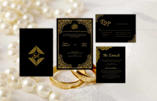 Digital Muslim Wedding Card Set, Islamic Wedding Invitation Template, RSVP Template, Envelope Template, Details Card Template, Digital. 26