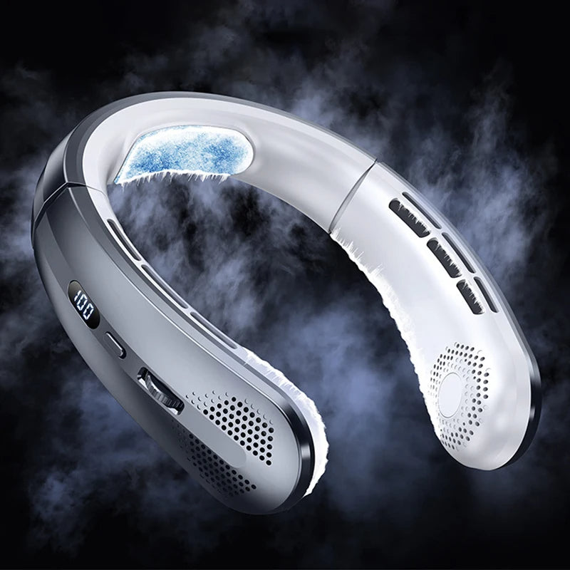 3000mAh Hanging Neck Fan Portable Bladeless Mini USB Rechargeable Mute LED Digital Display Electric Fan Summer Air Cooler 2025