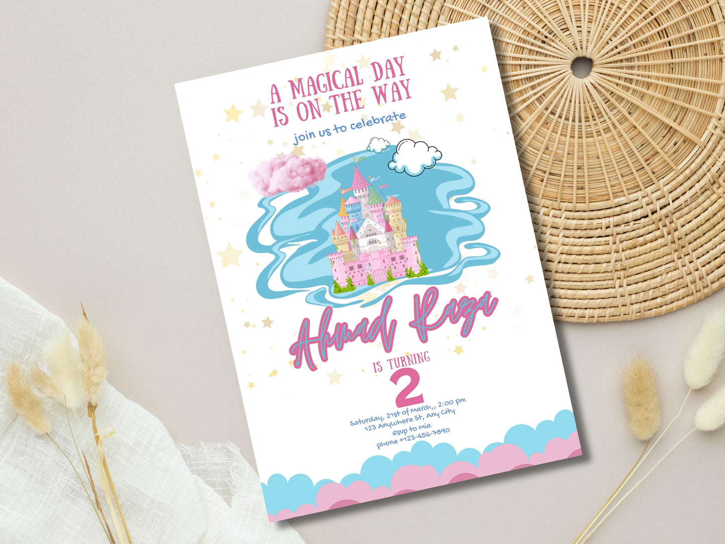 2 Birthday Invitation, Fairytale Birthday Invite DIY, Personalized Digital Invitation, Castle Magical Theme, Canva Template. WEIB87