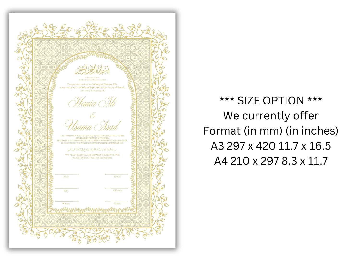 Nikkah Certificate Digital Download,A3,A4. NN207