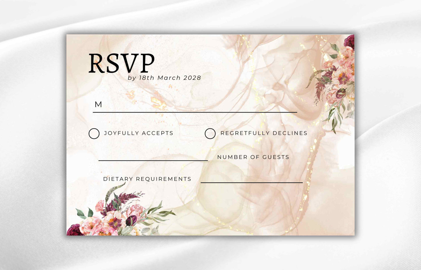 Burgundy Wedding Invitation Template, Wedding Invite Suite, Details Card, Template, Printable RSVP, Download. WI93