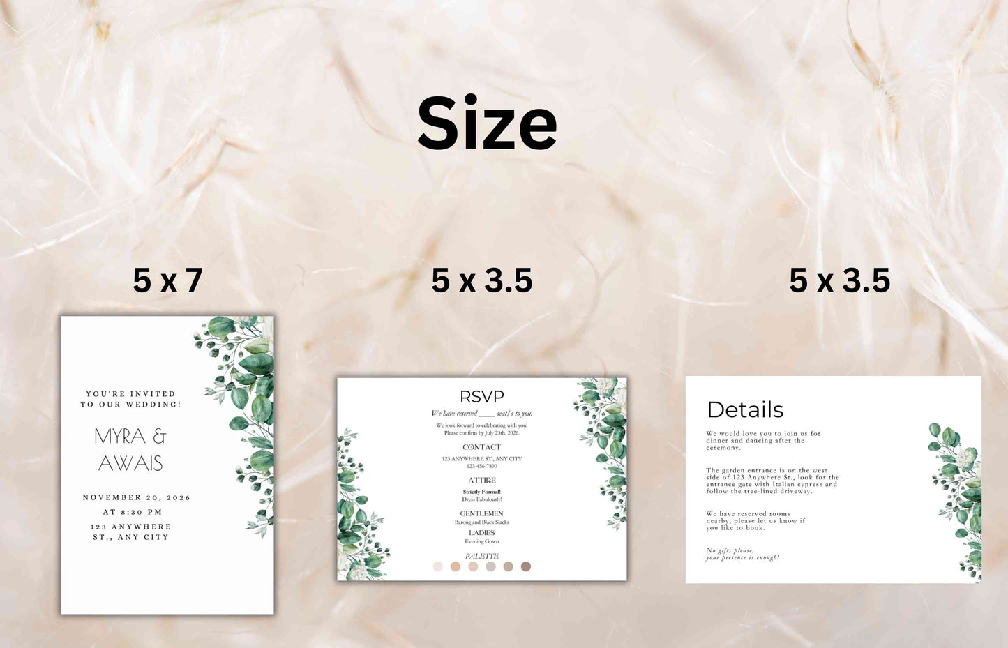 Wedding Invitation Template, Printable Wedding Invitation, Wedding Invitation, RSVP Invitation, Details, Wedding Invitation Bundle. WI90