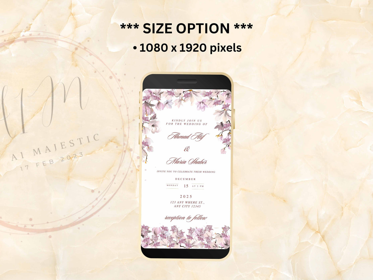 Lavender Lilac Wedding Video Invitation, Elegant Purple Flowers Evite, Editable Wedding Invite, Electronic Wedding Invitation. WEIB29