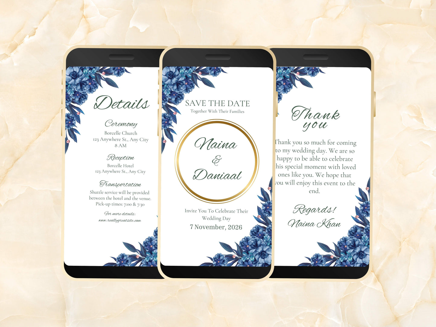 Electronic Wedding Invitation And Thank You Card, Wedding Evite, Electronic Invitation, Digital Wedding Invite, Mobile Invitation, WEIB78