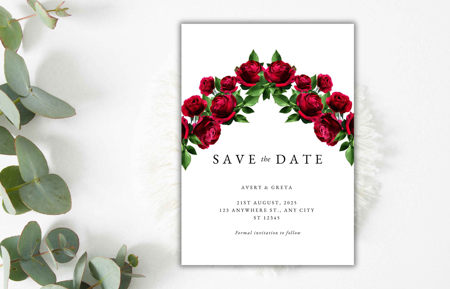 Red Rose Wedding Invitation set, Red Rose RSVP, Dark Red floral, Elegant Red Rose wedding Invitation, Details Editable, Menu Card, WT39