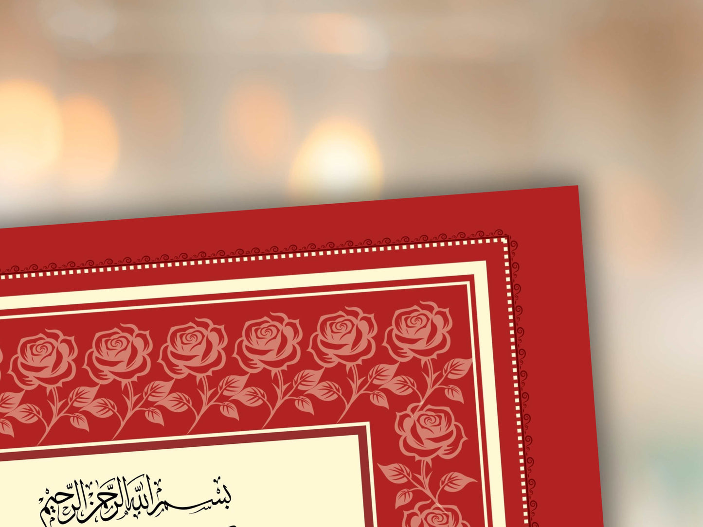 Rose Nikkah Certificate Template, Editable Nikkahnama, Printable Nikah Contract, Muslim Contract, Red Nikkah Islamic Marriage Contract.NN253