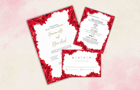 Red Rose Patels Wedding Invitation set, Red Rose Patel RSVP, Dark Red floral, Red Rose wedding Invitation, Details , Editable, Template, 102 - A1 Majestic