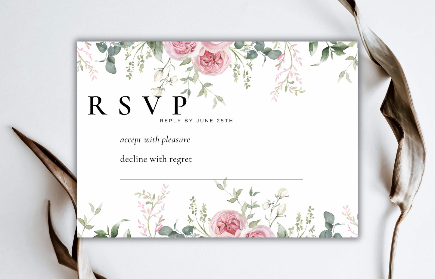 Floral Wedding Invitation Template , Pink Red Roses Invite, Elegant wedding Invitation, Editable, Rsvp, Details, Digital Download. WI112