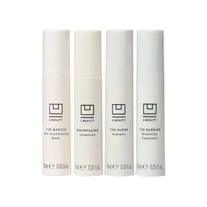 U Beauty Trial Index Set Volume 2 - Trial Size Skin Care Set with a Gentle Cleanser, Resurfacing Hyaluronic Acid Serum, Daily Face Hydrator, and Night Cream Moisturizer - 4-Piece Kit, 0.33 fl oz