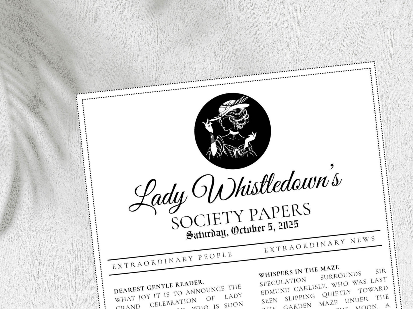 Bridgerton Lady Whistledown’s Society Papers Printable • Editable Template • Bridal Shower Invitation• Instant Download. WI135