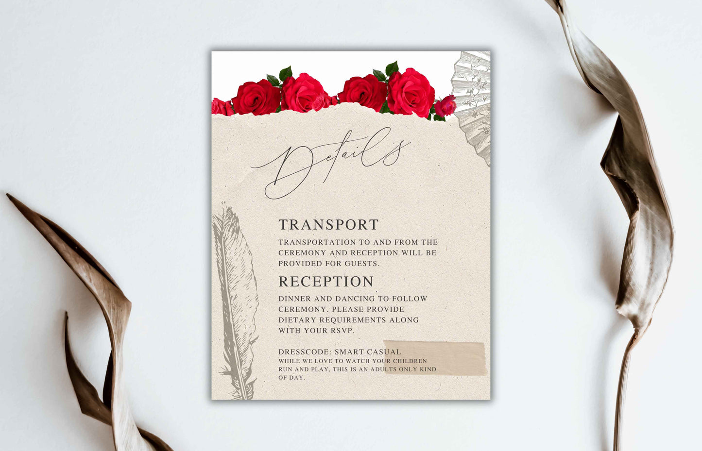 Red Wedding Invitation Template , Red Roses Invite, Elegant Red Rose Wedding Invitation, Editable, Rsvp, Details, Digital Download. WI113