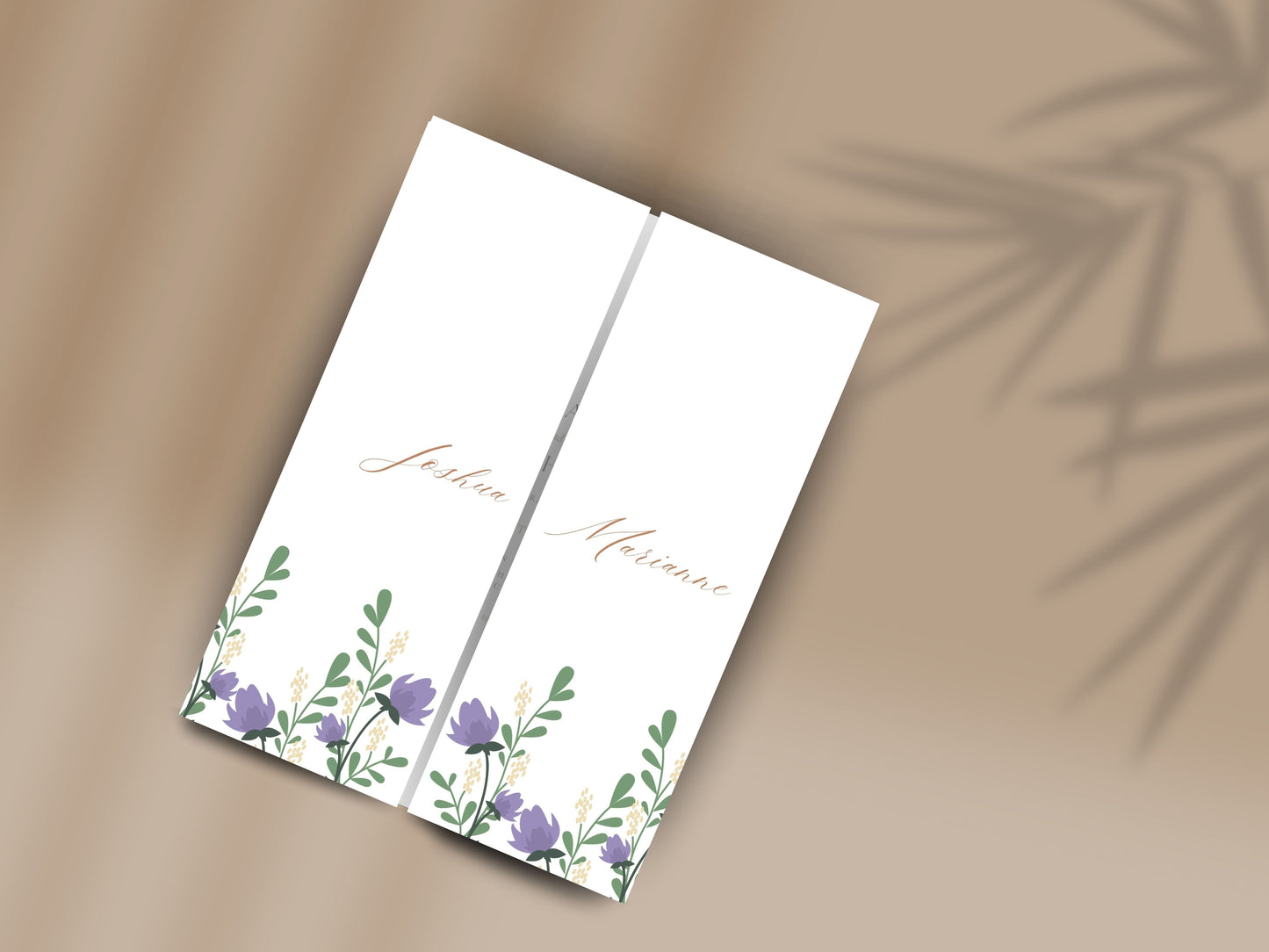 Elegant Floral Gatefold Wedding Invitation with Timeline | Rustic Folded Wedding Card | Botanical RSVP Invite | Digital WIB124