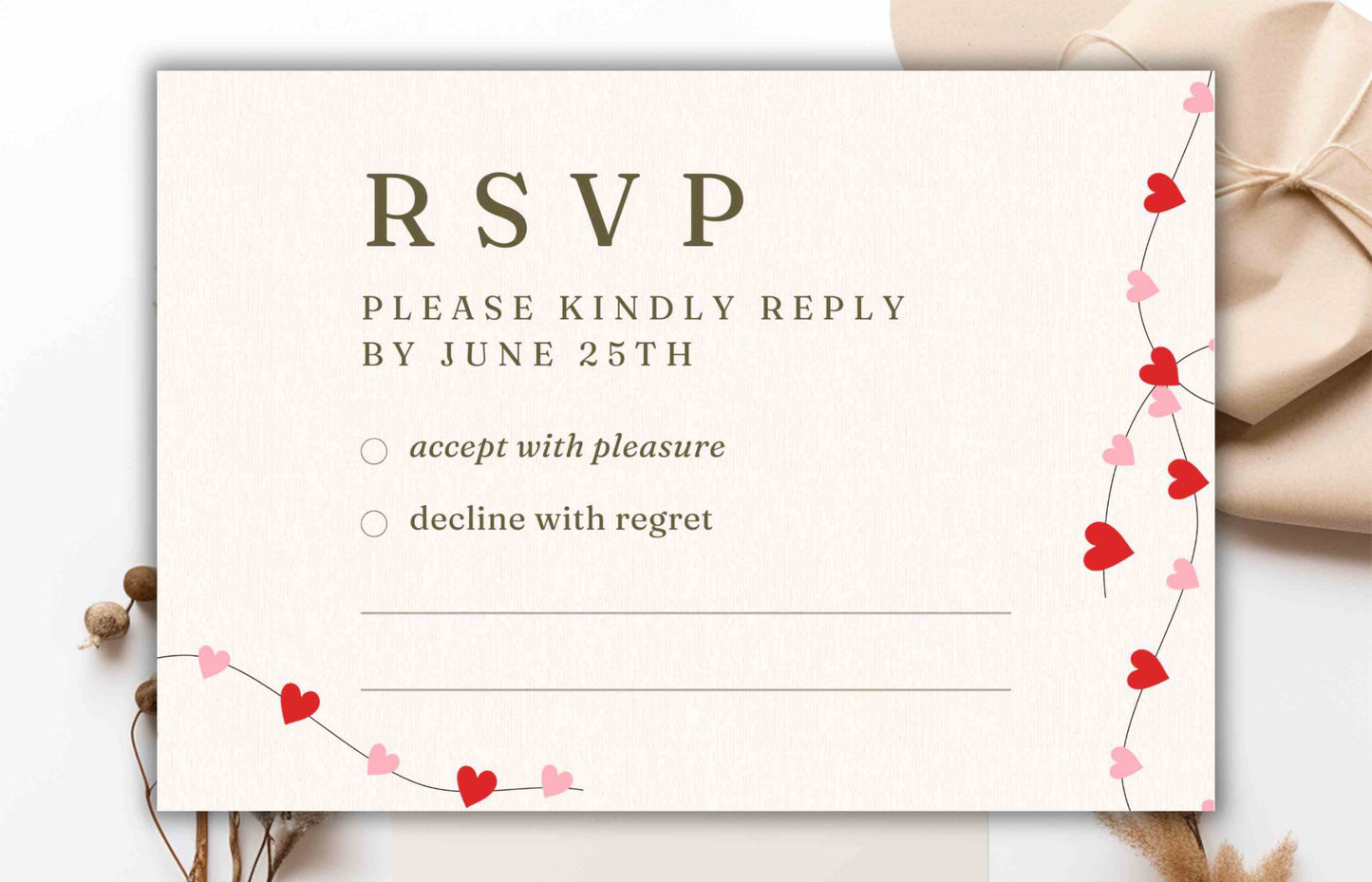 Romantic Wedding Invitation Template, Wedding Invitations Valentine Suite, RSVP, Detail Card, Red Hearts Invitation, Pink Heart Invite. WI97