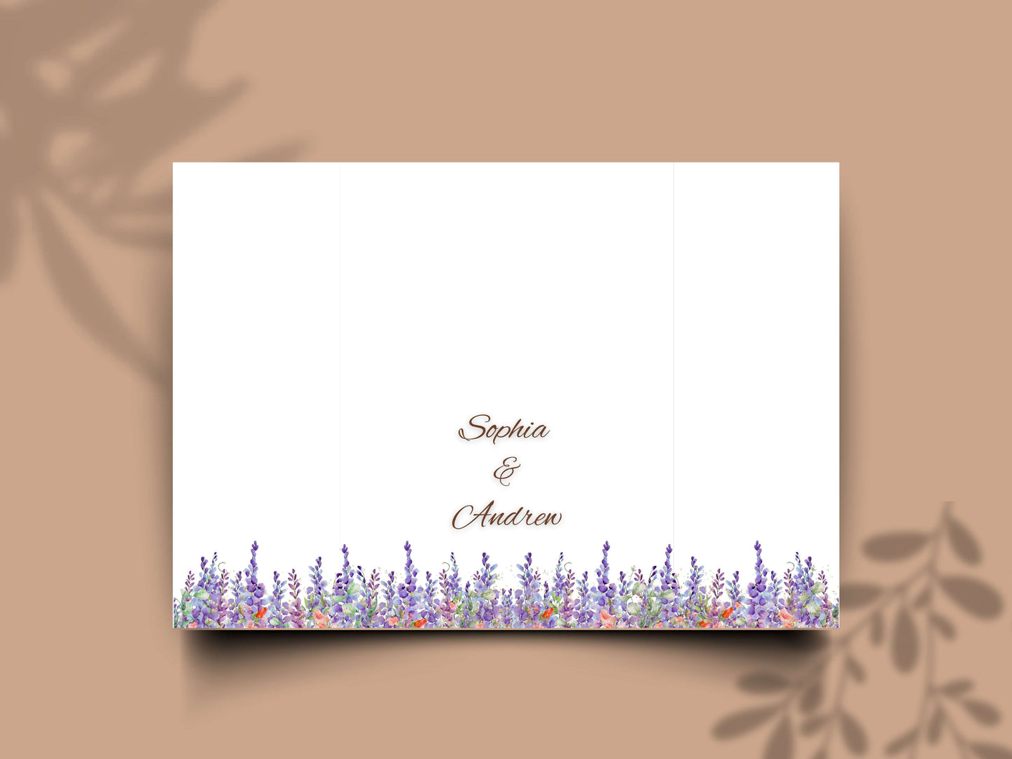 Elegant Floral Wedding Invitation with Timeline & Details | Purple Lavender Watercolor Template | Printable Reception Card. WIB130
