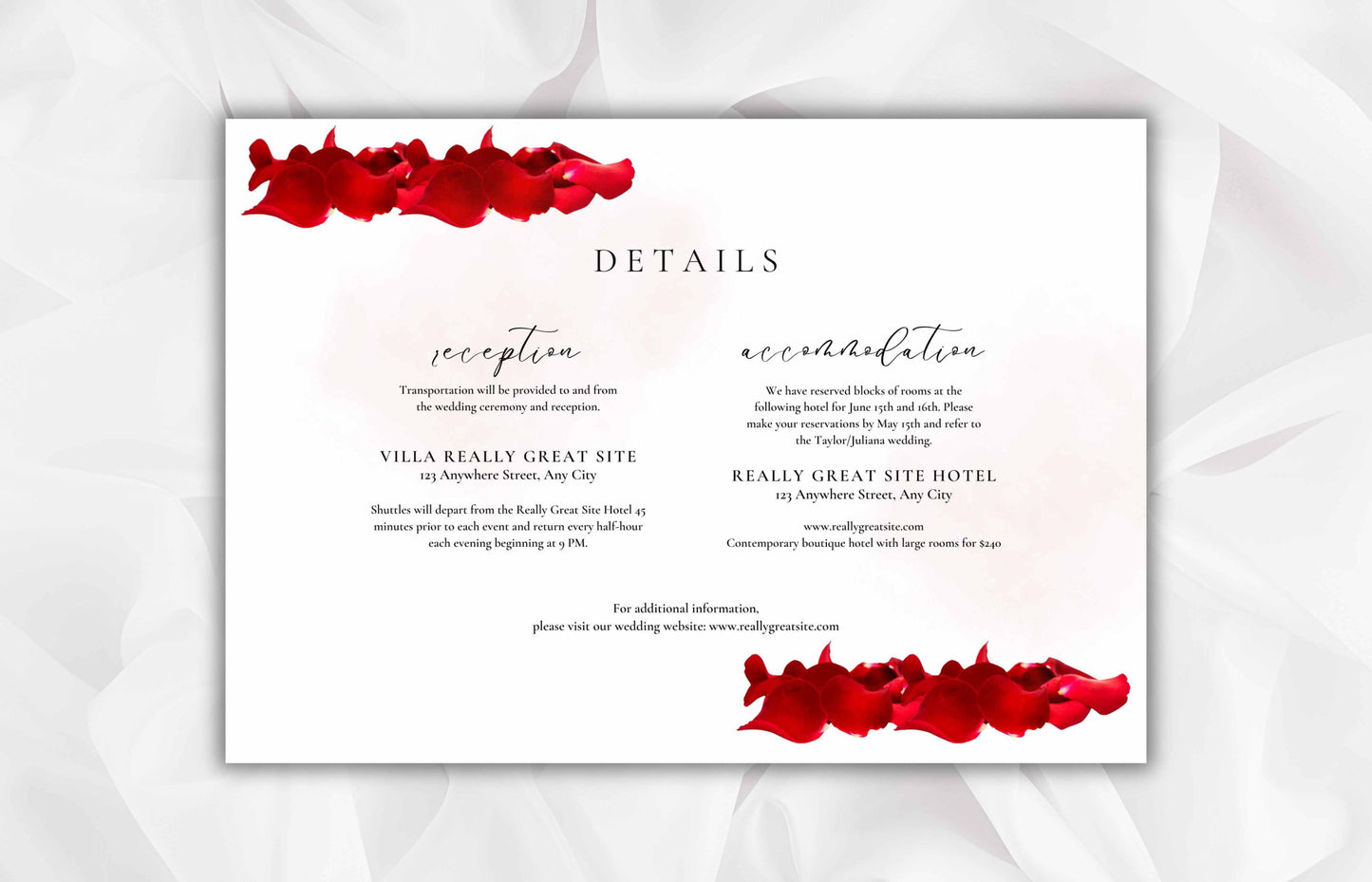 Red Rose Patels Wedding Invitation Template with RSVP, Details Card, Wedding Invitation Roses, Wedding Invites. B60