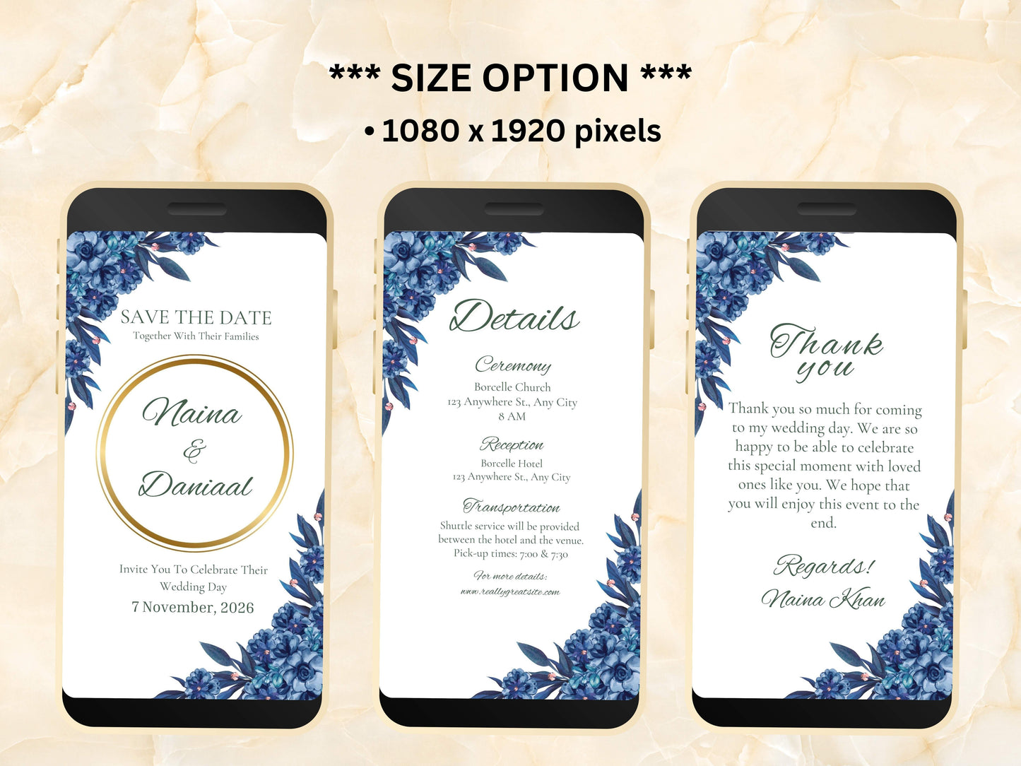 Electronic Wedding Invitation And Thank You Card, Wedding Evite, Electronic Invitation, Digital Wedding Invite, Mobile Invitation, WEIB78