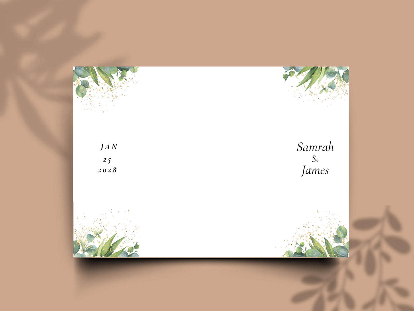 Greenery Gatefold Wedding Invitation | Printable Floral Invite | Gatefold Invite | Editable Template | Modern Wedding Itinerary | WIB128