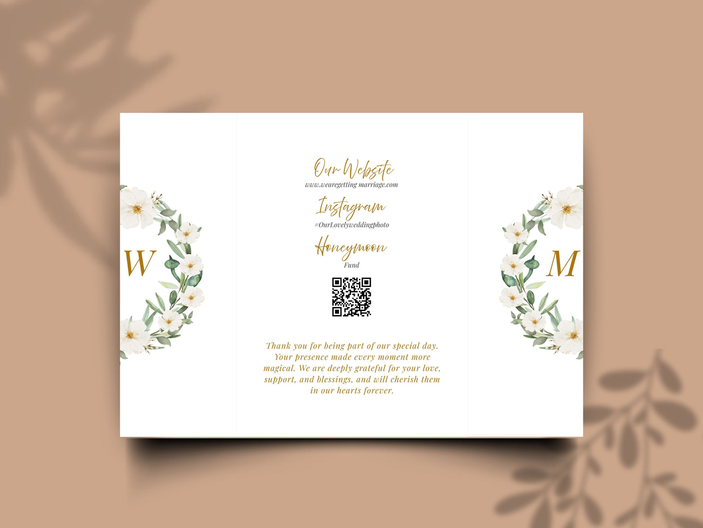 Elegant Gatefold Wedding Invitation Template | Floral Folded Invite | Printable Ceremony Card | Modern Wedding Schedule. WIB126