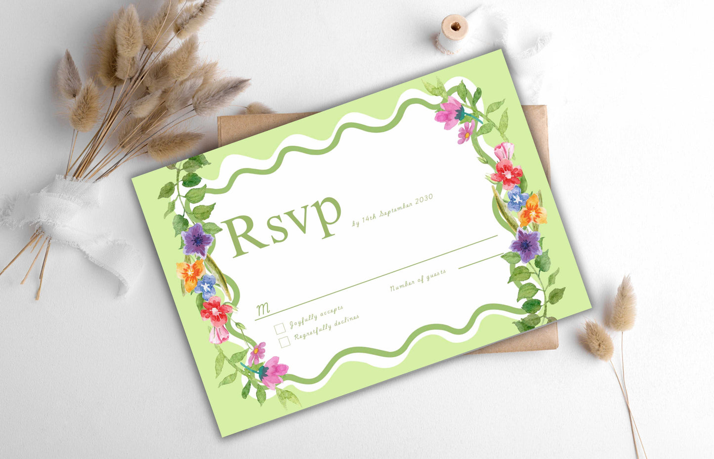 Pink Floral Wedding Invitation Template, Summer Wedding Invitation Suite, Botanical Invitation, Instant Download. WSB62