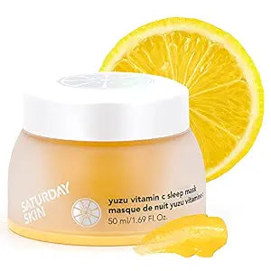 Saturday Skin Yuzu Vitamin C Overnight Sleep Mask Regenerist Retinol Ultra Rich Face Moisturizer Cream Smooth Skin and Reduce Wrinkles Ideal for All Skin Types