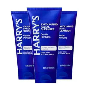 Harry's Exfoliating Face Wash for Men, Gentle Facial Skin Care Products with Volcanic Rock Exfoliant, Dermatologist Tested, 5.1 Fl. Oz, 3 Pack