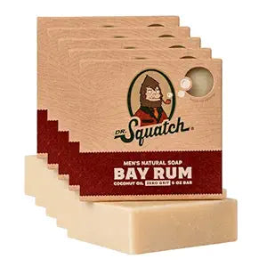Dr. Squatch Natural Men’s Bar Soap - Cold Process Body Soap Bar with Natural Oils - Gifts for Men - Bay Rum (5 oz, 5-Pack)
