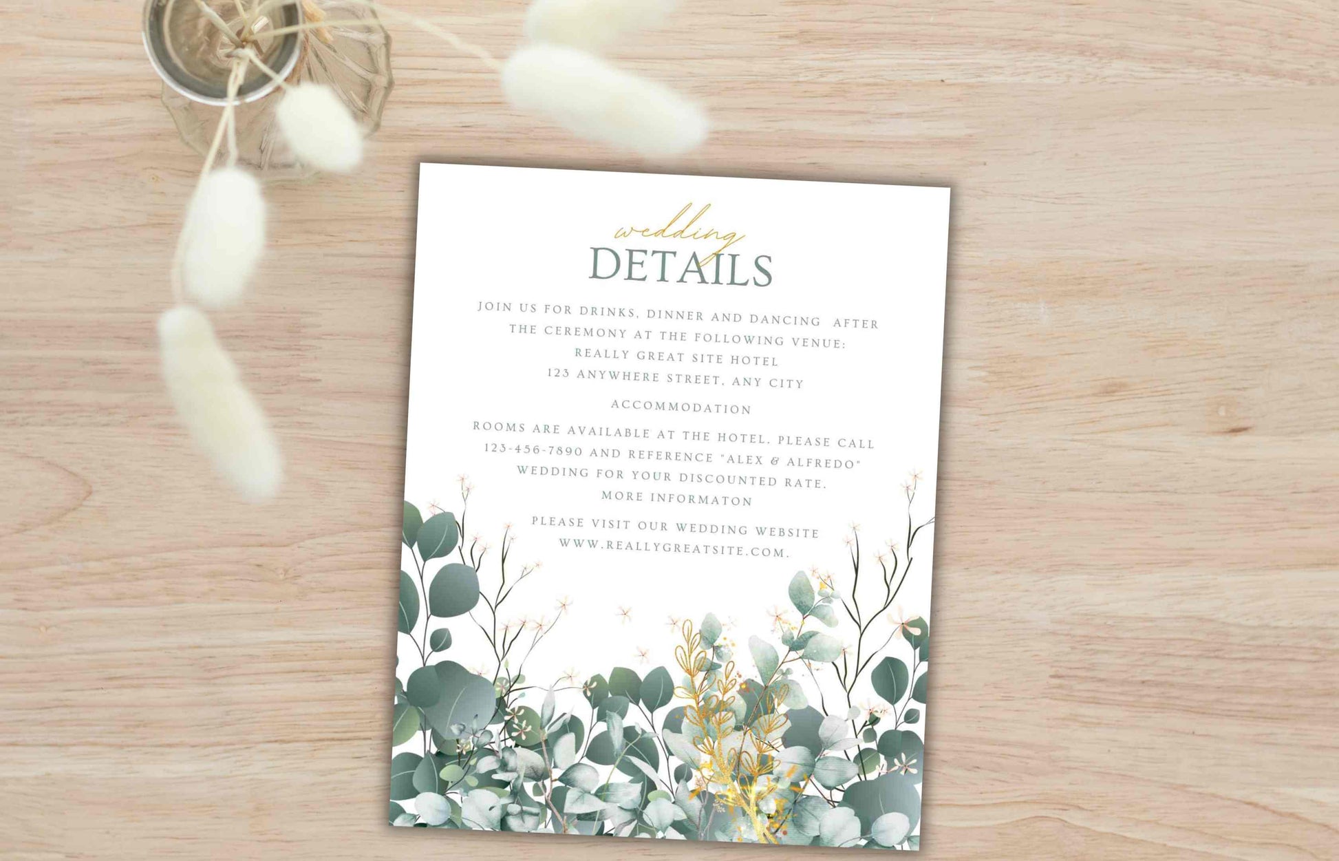 Sage Green Wedding Invitation Template, Editable Template, Greenery Eucalyptus Invitation Suite, Wedding Invites Template Editable. WI104 - A1 Majestic