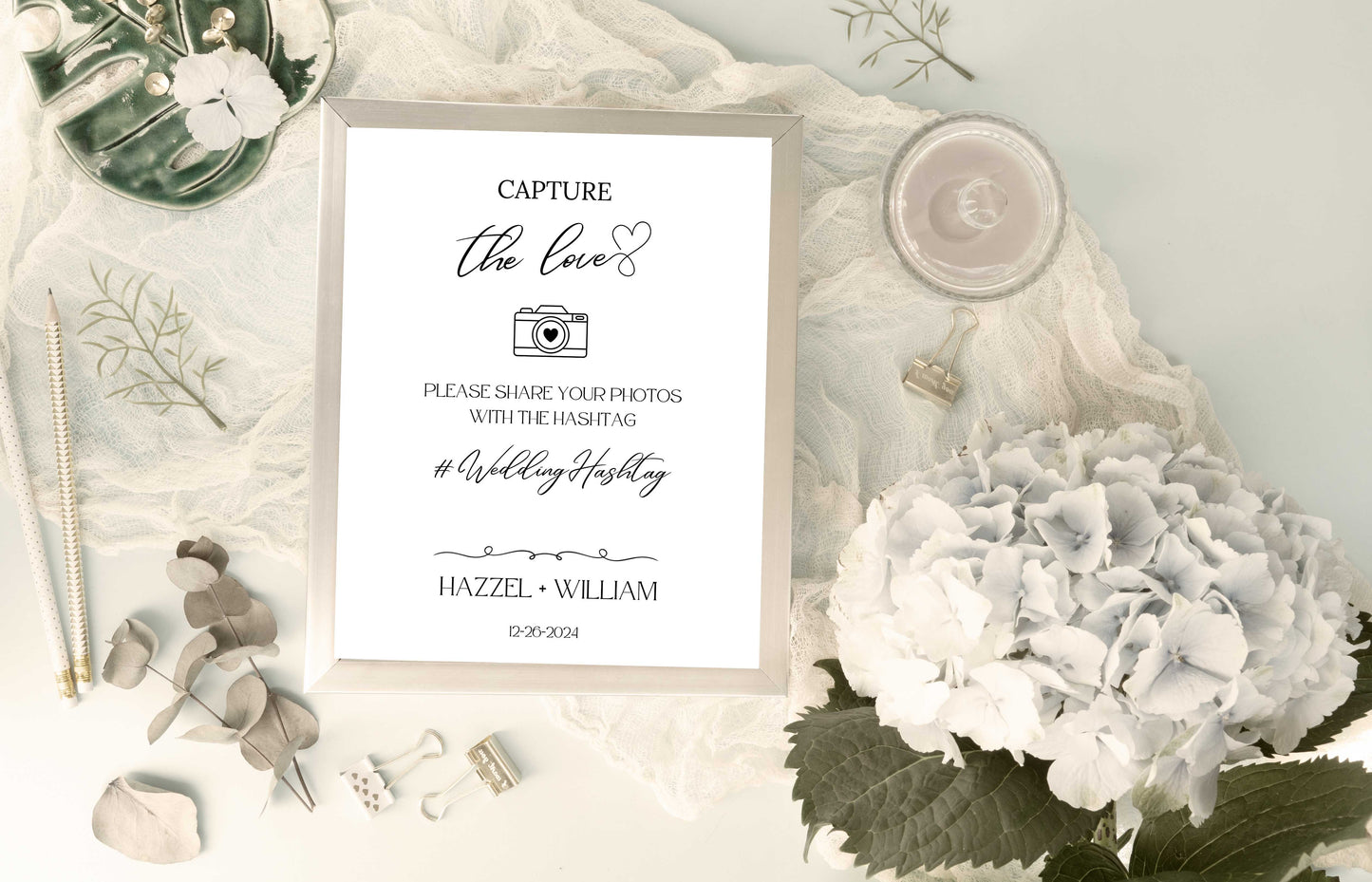 Wedding Photo Sign, Capture the Love Sign, Modern Minimalist Wedding Hashtag Sign, Social Media Hashtag Sign. 9