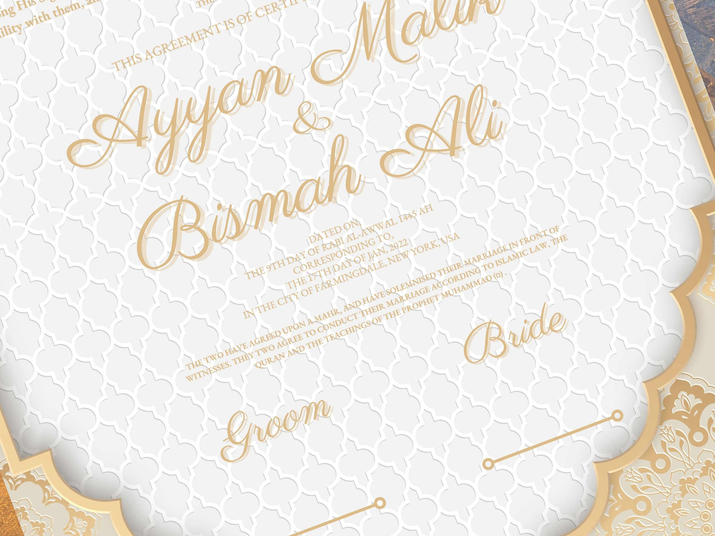 Luxury Nikkah Contract, Nikkah Certificate, Custom Nikah Nama, Islamic Wedding Contract, Marriage Contract Wedding Digital Download. NN4