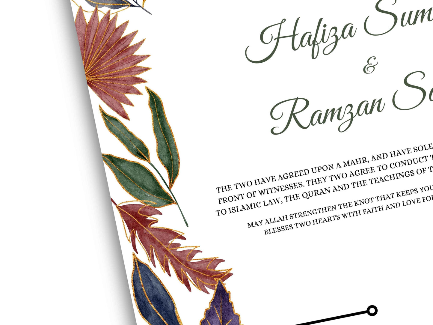 Nikkah Certificate Digital Download Personalised, A4, A3, Template, Editable, Nikkah Contract, Muslim Contract. NN232