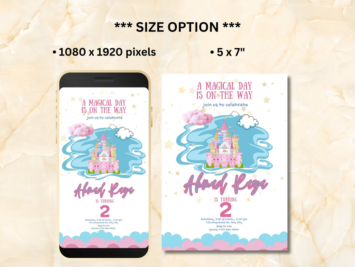 2 Birthday Invitation, Fairytale Birthday Invite DIY, Personalized Digital Invitation, Castle Magical Theme, Canva Template. WEIB87