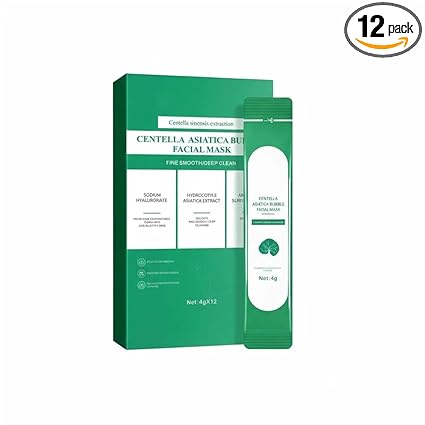 Centella Asiatica Bubble Face Mask, Centella Foam Facial Mask, Centella Bubble Facial Mask Deep Cleansing Smear Skincare Mask, Remove Black and Control Oil, Individual Package 12Pcs