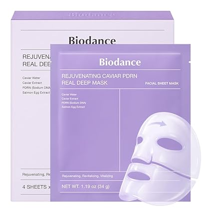 BIODANCE Rejuvenating Caviar PDRN Real Deep Mask, Overnight Hydrogel Face Mask, Skin Firming, Radiance, Enhancing Skin Recovery, Korean Skin Care, Self Care Gifts for Women | 1.19oz(34g) x 4ea