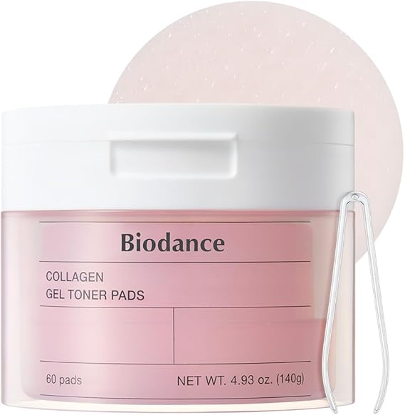 Biodance Collagen Gel Toner Pads, Pore Minimizer for Face, Improving Elasticity, Plumping Toner Pads for Sensitive Skin, Pre-Soaked Pads, Korean Skin Care, Mothers Day Giftsㅣ60 Pads