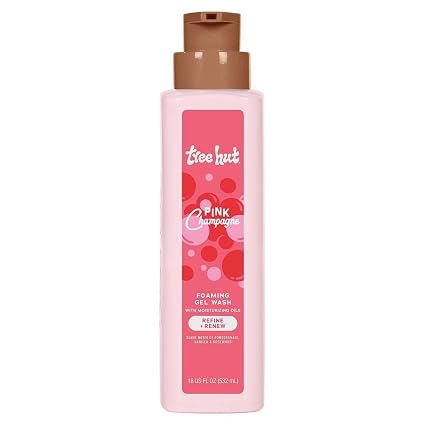 Tree Hut Pink Champagne Body Wash, Hydrating & Moisturizing Shower Gel with Shea Butter & Essential Oils, Soft Smooth Glowing Skin, Gentle Cleanser, Self Care Gifts for Women, Pump Bottle, 18 Fl Oz
